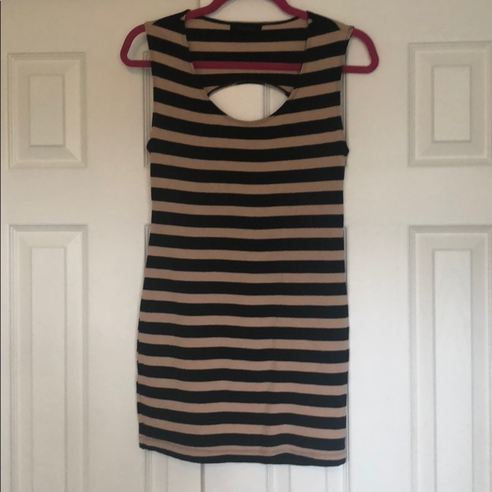 Black and Tan Striped Dress